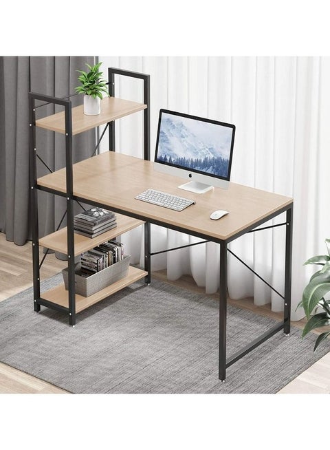 مكتب كمبيوتر 120 سم ب 4 رفوف تخزين بيج