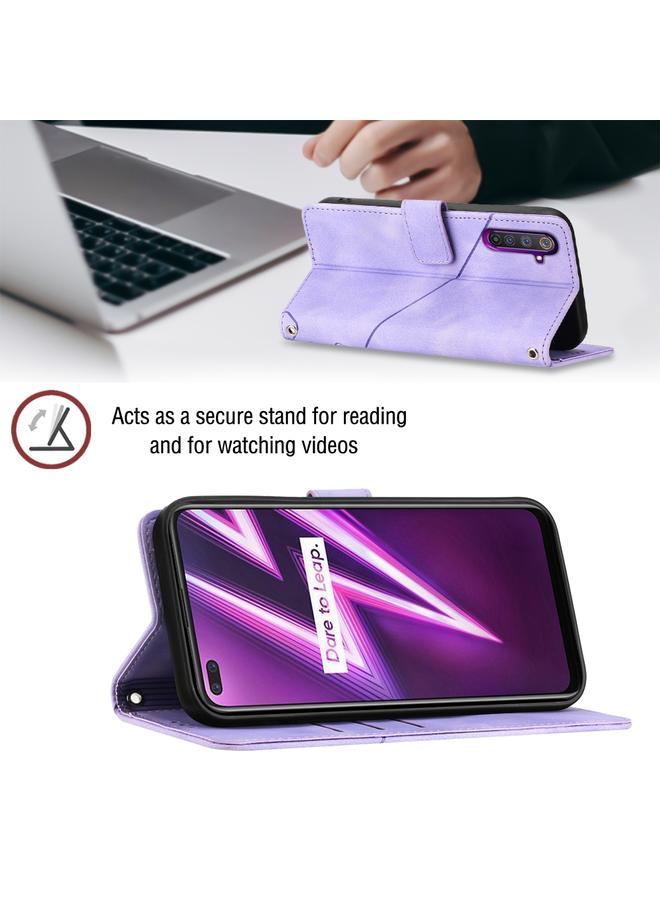 اس-توب جراب لهاتف Realme 6 Pro مصنوع من الجلد المنقوش بملمس الجلد - Image 4