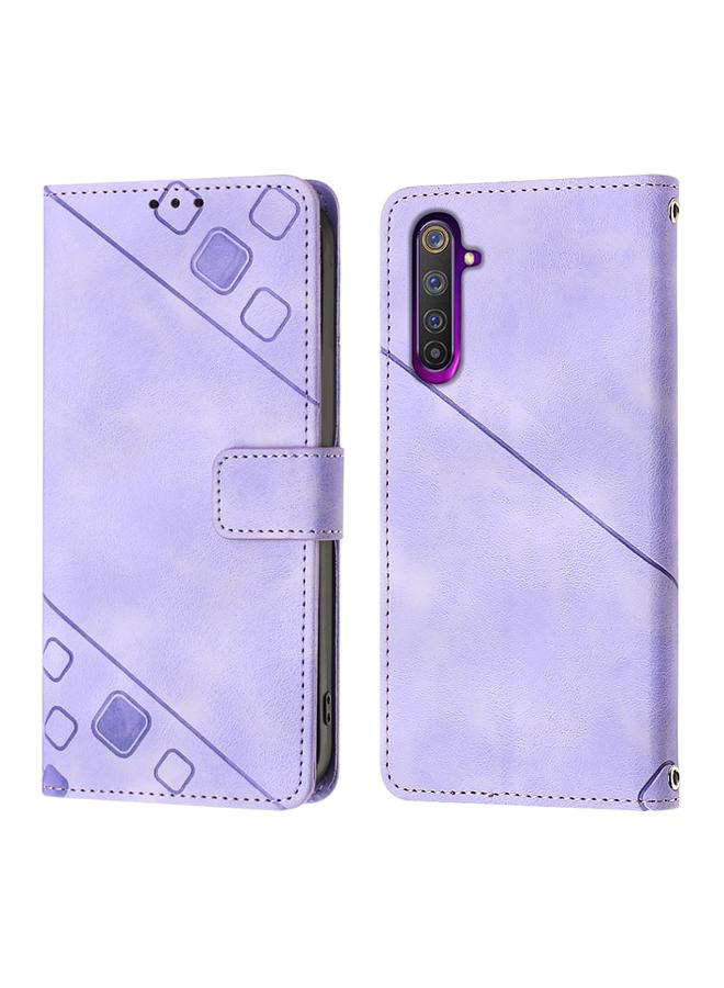 اس-توب جراب لهاتف Realme 6 Pro مصنوع من الجلد المنقوش بملمس الجلد - Image 2