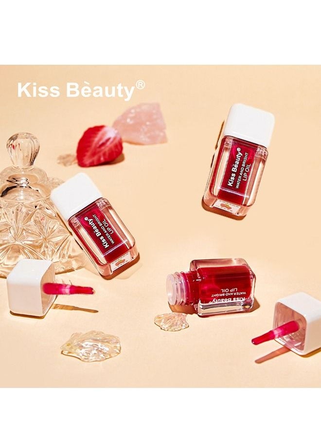 Kiss Beauty Fruit Pearlescent Plumping Lip Oil, Pearl & Shimmer Mini Lip Gloss Kit, Lip Care Hydrating Lip Gloss Tinted Lip Balm, Long Lasting & Nourishing Lip Glow Oil, Non-sticky Fresh Texture (Strawberry)  - Image 2