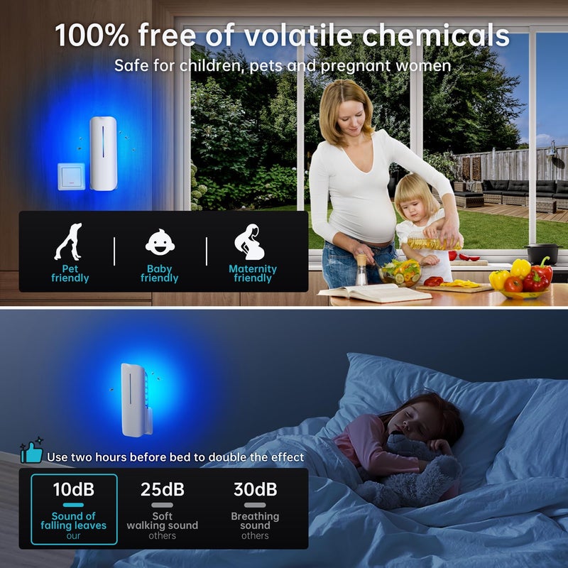 BURLAN Flying Insect Trap Plug in Mosquito Bug Zapper Indoor Gnat Moth Catcher with 9W Night UV Light, 10 Sticky Glue Board Refills for Home Office White - Image 3