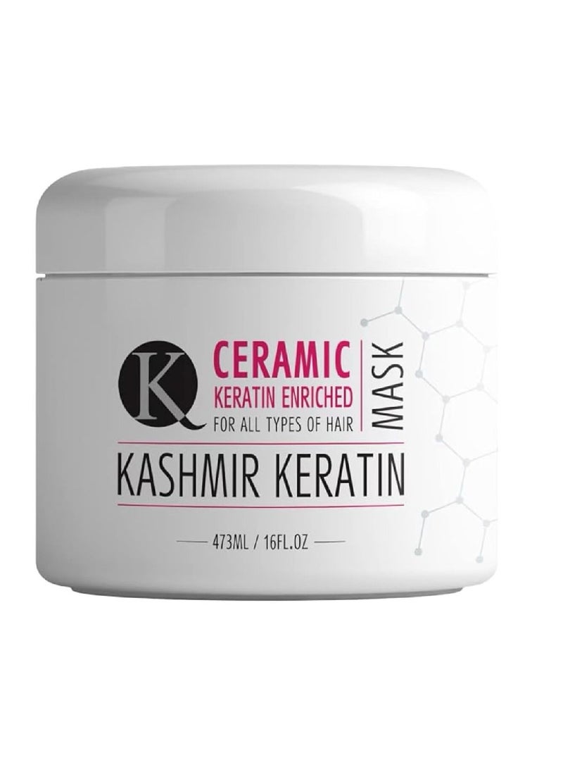 Kashmir Keratin Ceramic Hair Mask,deeply conditions dry, damaged hair, repairs with keratin, making it soft, frizz-free, hydrated, well-conditioned, and adds shine.(16 oz)  - Image 1