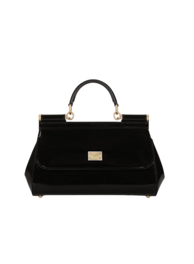 D&G DG BAG black handbag, a luxurious women's handbag suitable for evenings and formal occasions, with DG gold hardware logo and crocodile pattern pattern - Image 1