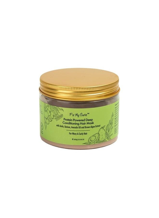 Fix My Curls Fix My Curls Protein Powered Deep Conditioning Hair Mask With Amla, Quinoa, Avocado Oil, & Brown Algae Extract for Curly and Wavy Hair (300g)  - Image 1