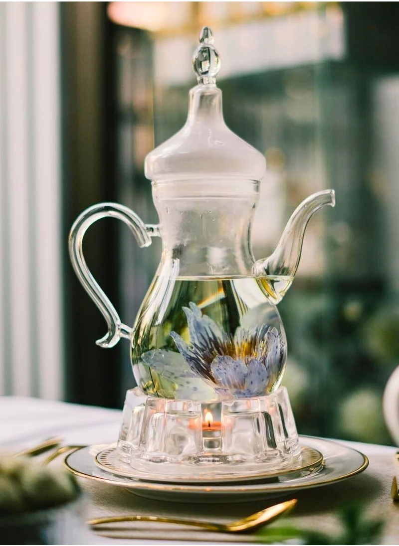 1Chase Arabic Tea Set – 1000ML Teapot with Heart-Shaped Warmer – Ideal Tea Set for Ramadan & Special Occasions, Elegant Tea Set