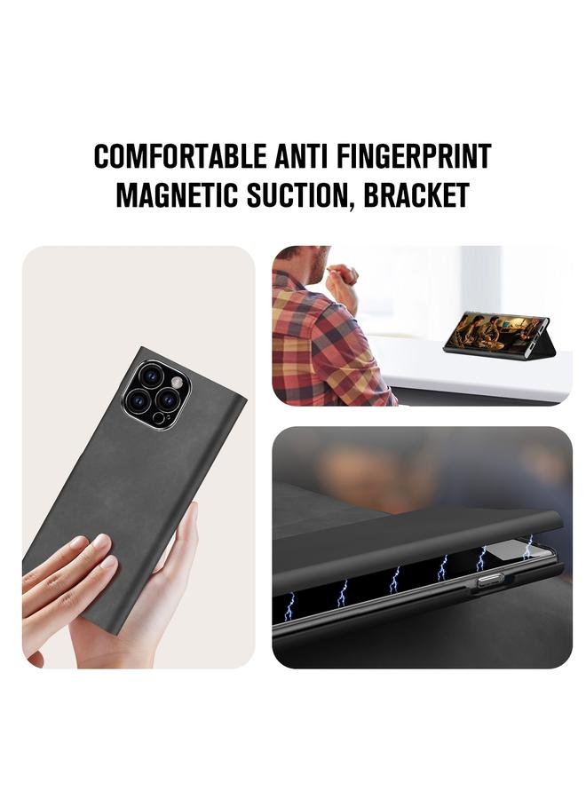 S-TOP Case For iPhone 13 Magnetic Napa Texture Leather Phone Case with Holder - Image 5