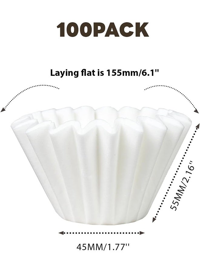 100pcs Coffee Paper Filter Bowl Shape 4.5x5.5cm Drip Coffee Filter Mini Size Disposable White Unbleached Replacement Basket Coffee Filters Paper Sheets for Home Commercial Dripper Pour Over and Drip Coffee Makers - Image 2
