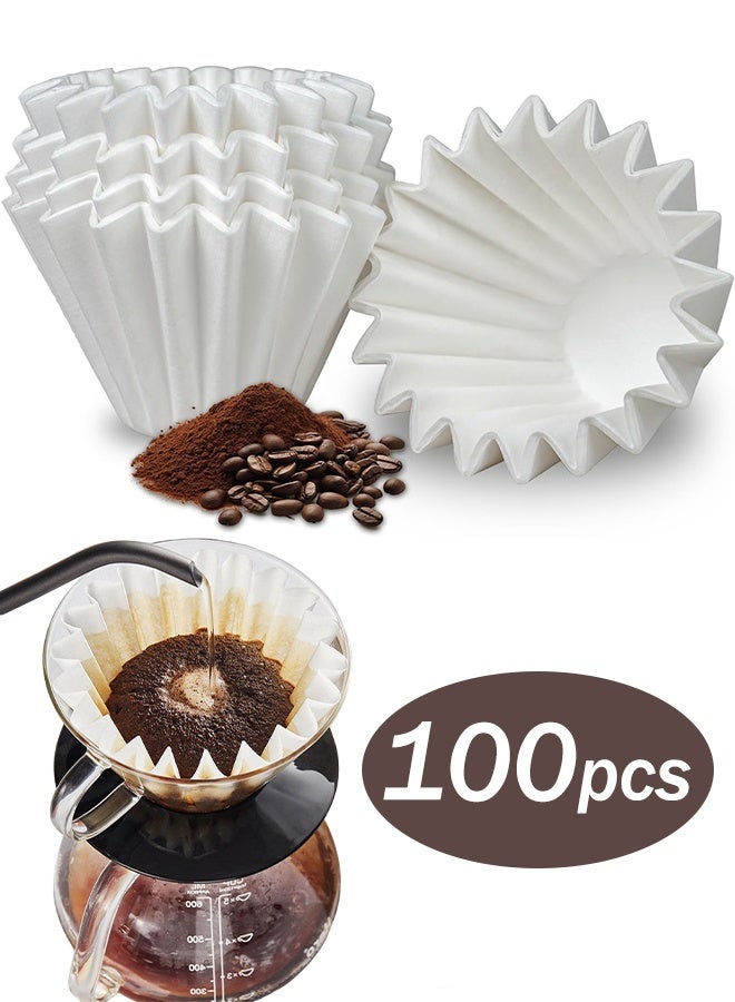 100pcs Coffee Paper Filter Bowl Shape 4.5x5.5cm Drip Coffee Filter Mini Size Disposable White Unbleached Replacement Basket Coffee Filters Paper Sheets for Home Commercial Dripper Pour Over and Drip Coffee Makers - Image 1
