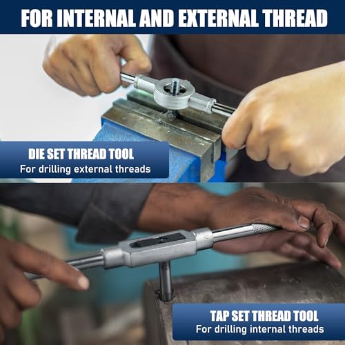 Anfrere 84pc Tap and Die Set in SAE & Metric Sizes, Standard Tap Set and Die Tool Set for Threading and Rethreading Internal and External Threads, M3-M12 Thread Repair Kit - Image 5