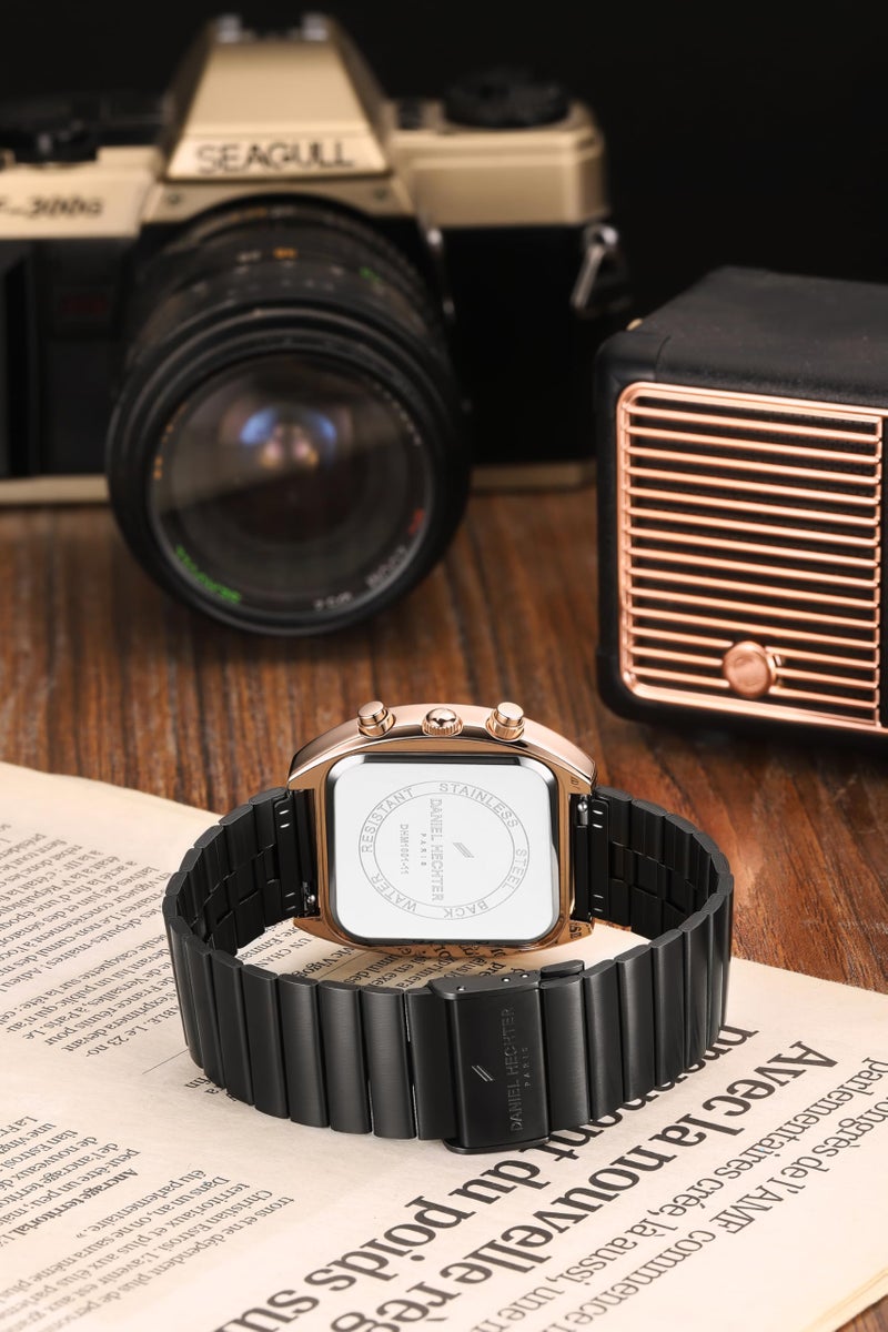 Daniel Hechter Paris Bercy Collection Modern Chronograph Watch for Men with Square Dial and Stainless Steel Strap - Image 5