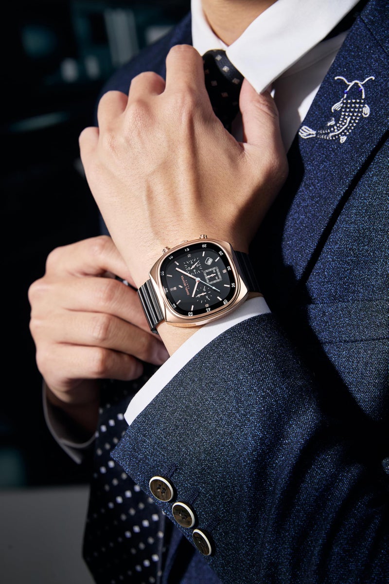 Daniel Hechter Paris Bercy Collection Modern Chronograph Watch for Men with Square Dial and Stainless Steel Strap - Image 2