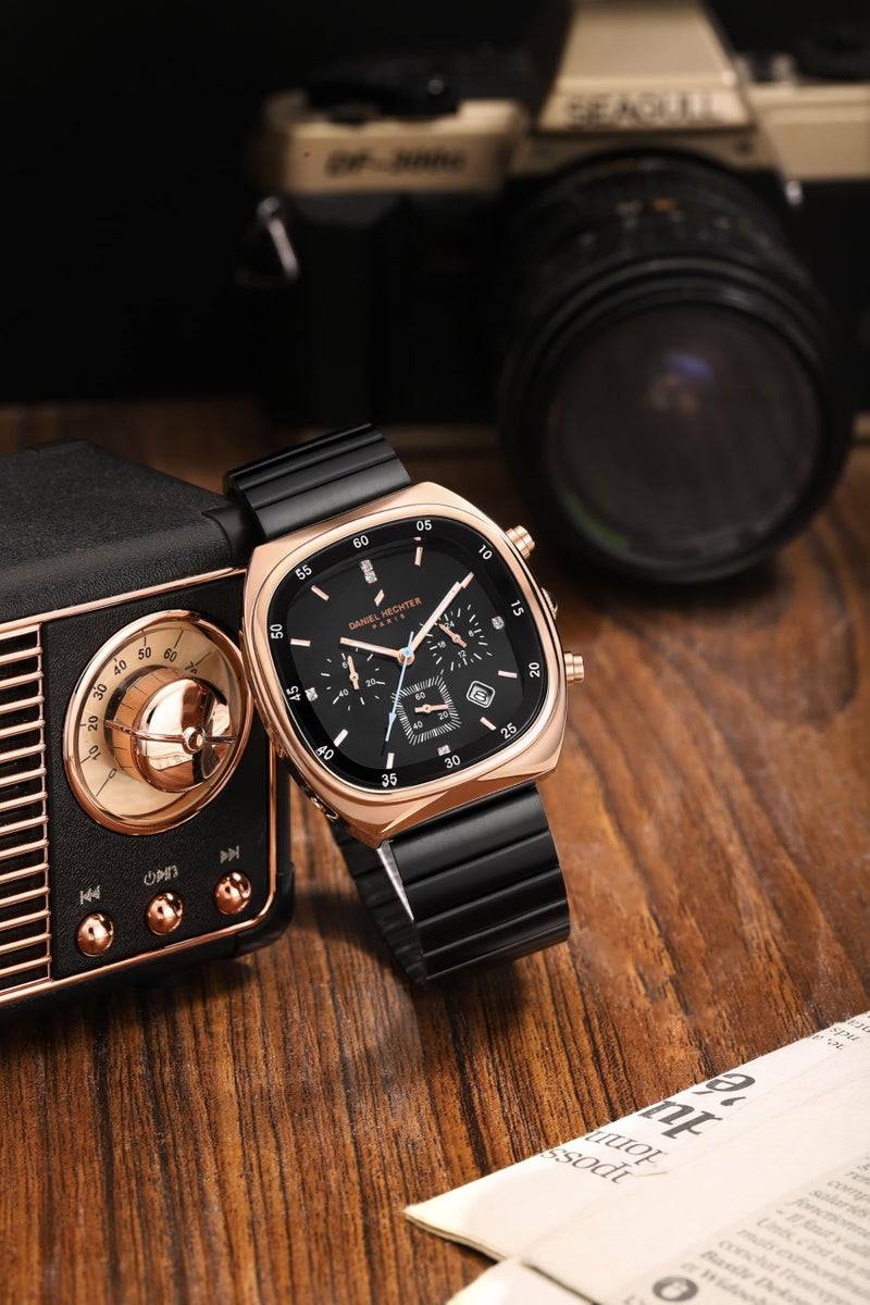 Daniel Hechter Paris Bercy Collection Modern Chronograph Watch for Men with Square Dial and Stainless Steel Strap - Image 3
