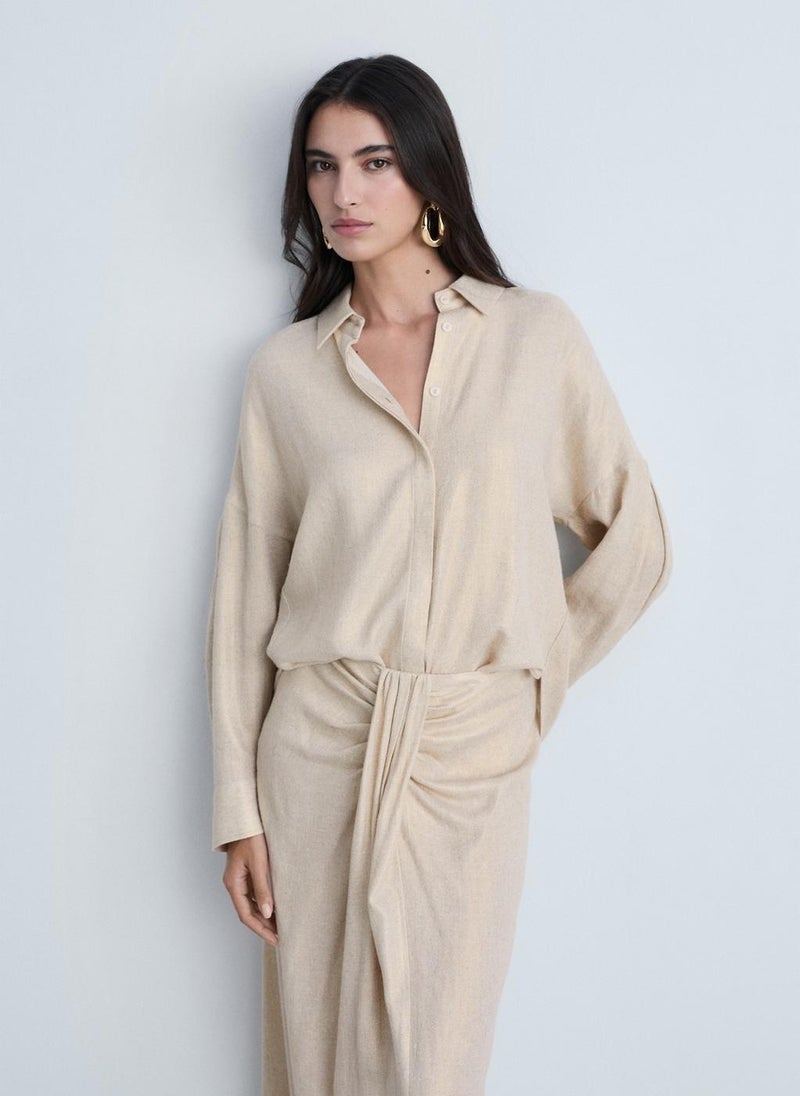 MANGO Regular Linen Blend Shirt - Image 1
