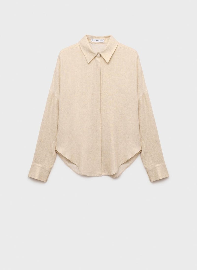 MANGO Regular Linen Blend Shirt - Image 5