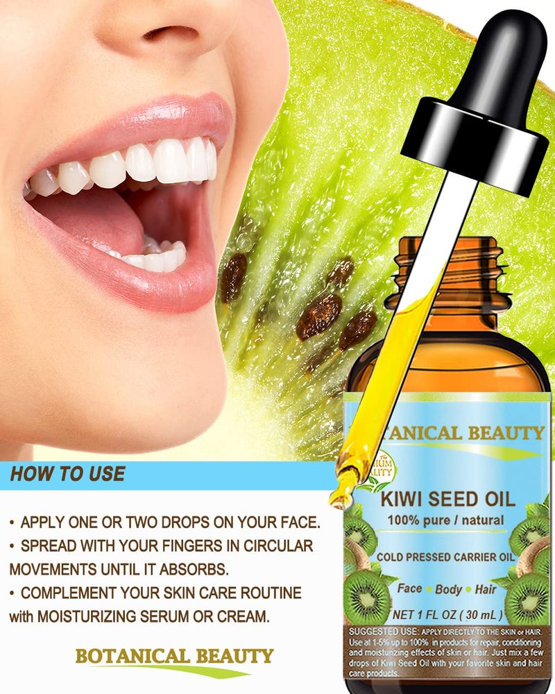Botanical Beauty KIWI SEED OIL. 100% Pure Natural Undiluted Virgin Cold Pressed Carrier Oil for Face, Skin, Body, Hair, Nail Care (4 Fl Oz) - Image 5