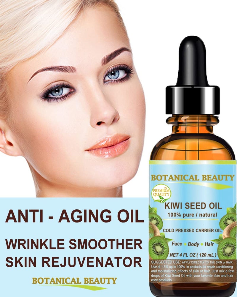 Botanical Beauty KIWI SEED OIL. 100% Pure Natural Undiluted Virgin Cold Pressed Carrier Oil for Face, Skin, Body, Hair, Nail Care (4 Fl Oz) - Image 4