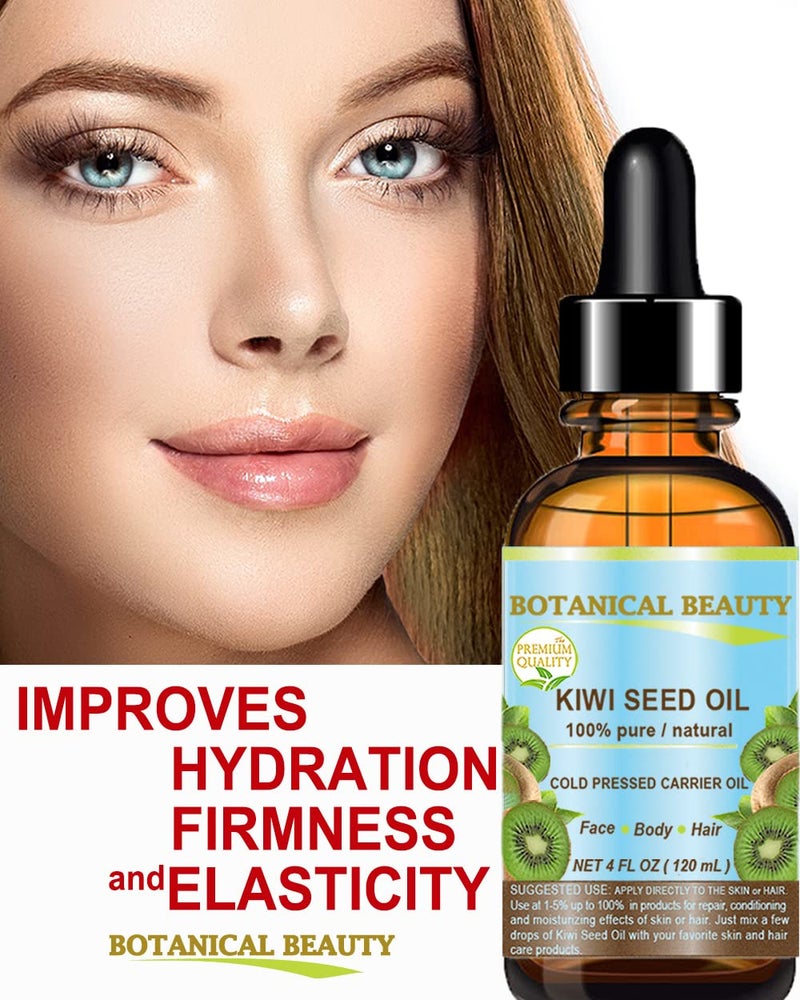Botanical Beauty KIWI SEED OIL. 100% Pure Natural Undiluted Virgin Cold Pressed Carrier Oil for Face, Skin, Body, Hair, Nail Care (4 Fl Oz) - Image 3