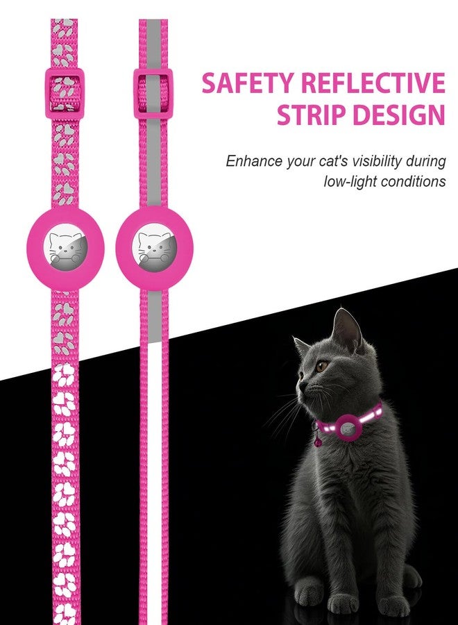 Joytale Reflective AirTag Cat Collar, Breakaway Buckle, 2 Pack Lightweight AirTag Holder Pet Collars with Bell, Adjustable 7.5-12.5 Inch for Girl Boy Cats Kitten Puppy, Hotpink - Image 4