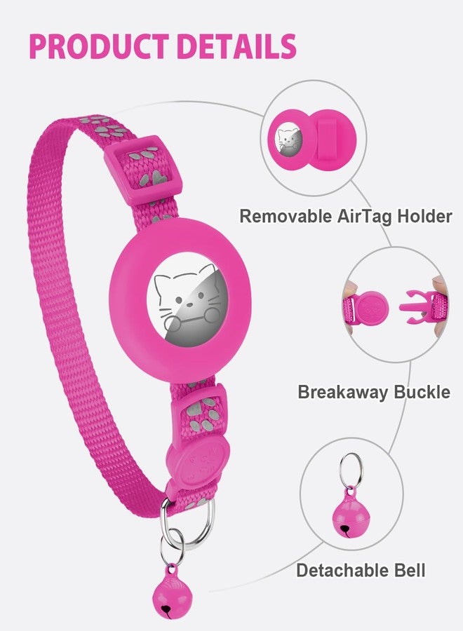 Joytale Reflective AirTag Cat Collar, Breakaway Buckle, 2 Pack Lightweight AirTag Holder Pet Collars with Bell, Adjustable 7.5-12.5 Inch for Girl Boy Cats Kitten Puppy, Hotpink - Image 3