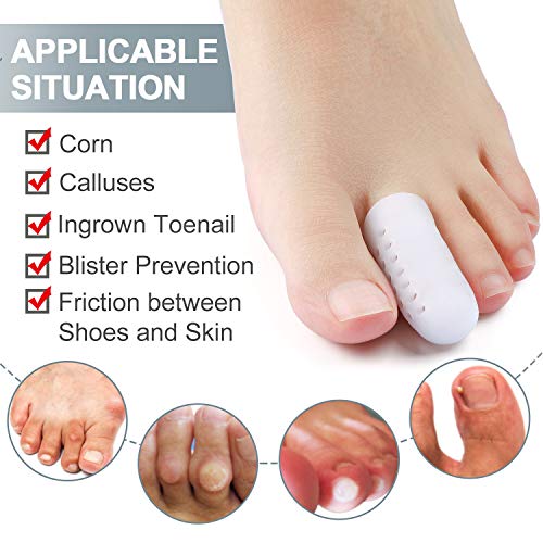 Welnove Pack of 12 Toe Protector Pinky Toe Caps Gel Toe Sleeves with Breathable Hole Pain Relief for Corns Blisters and Ingrown Toenails Shoe Sizes Women 611 Men 610 - Image 5