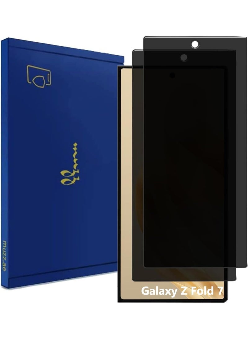 Muzz Screen Protector for Samsung Galaxy Z Fold 7, 9H Hardness, 2.5D Curved Tempered Glass, Anti-Scratch, Bubble Free for Z fold7 5G (Privacy Glass 2 Pack) - Image 1