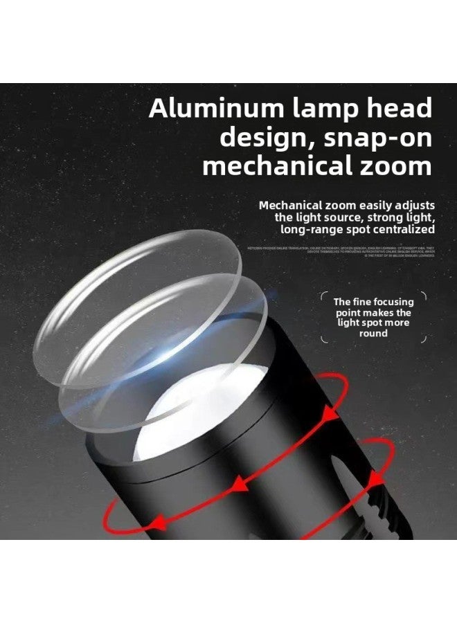 Four-light Source Zoom Fishing Lamp Purple Light Fishing Lamp Charged Display Strong Light Flashlight Charging High-power Night Fishing Lamp 99-Color:No. 1 Black Hawk Four Light-Big Three - Image 5