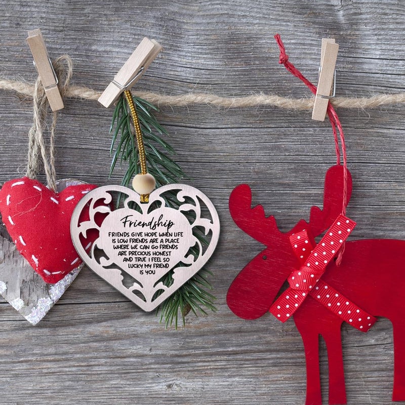 FOKCBOCM Heart Hanging Ornament - Stainless Steel Friendship Gift for Women Friends - All Occasions - Image 5