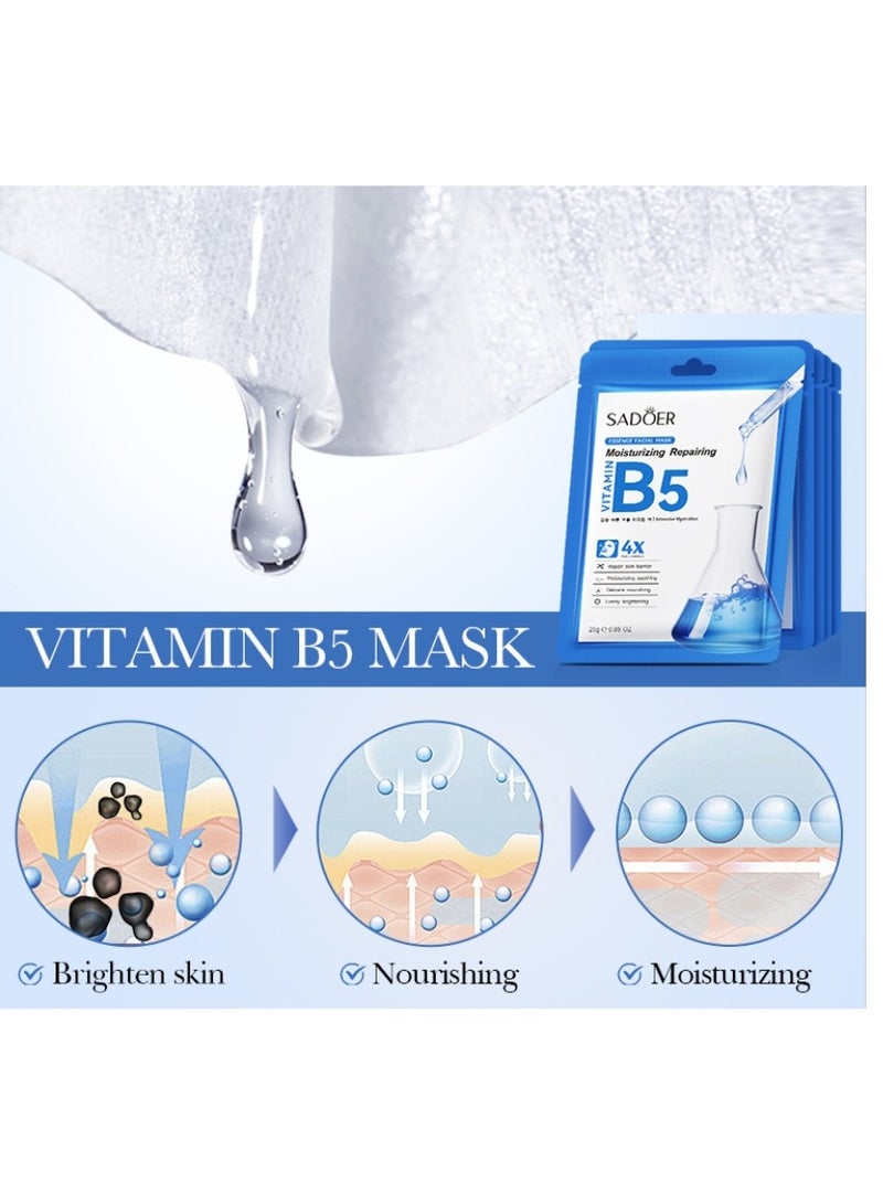 SADOER 6 Packs  Vitamin B5 B3 Q10 Moisturizing Repairing Facial Mask Natural Home Spa Treatment Mask, Hydrates And Moisturizes Face - Image 3