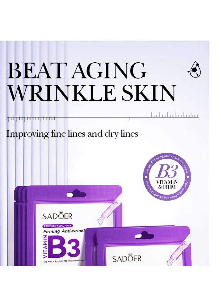 SADOER 6 Packs  Vitamin B5 B3 Q10 Moisturizing Repairing Facial Mask Natural Home Spa Treatment Mask, Hydrates And Moisturizes Face - Image 4