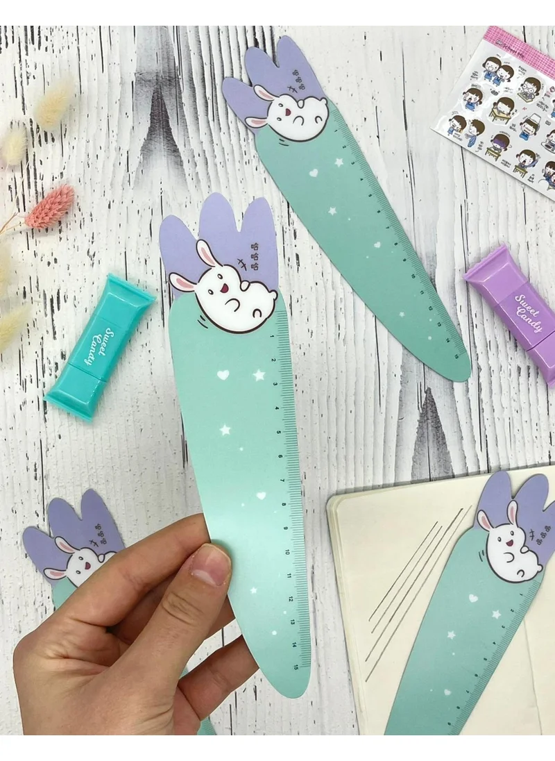 Kağıt Gemi Dükkan Magnetic Cute Rabbit Turquoise Ruler