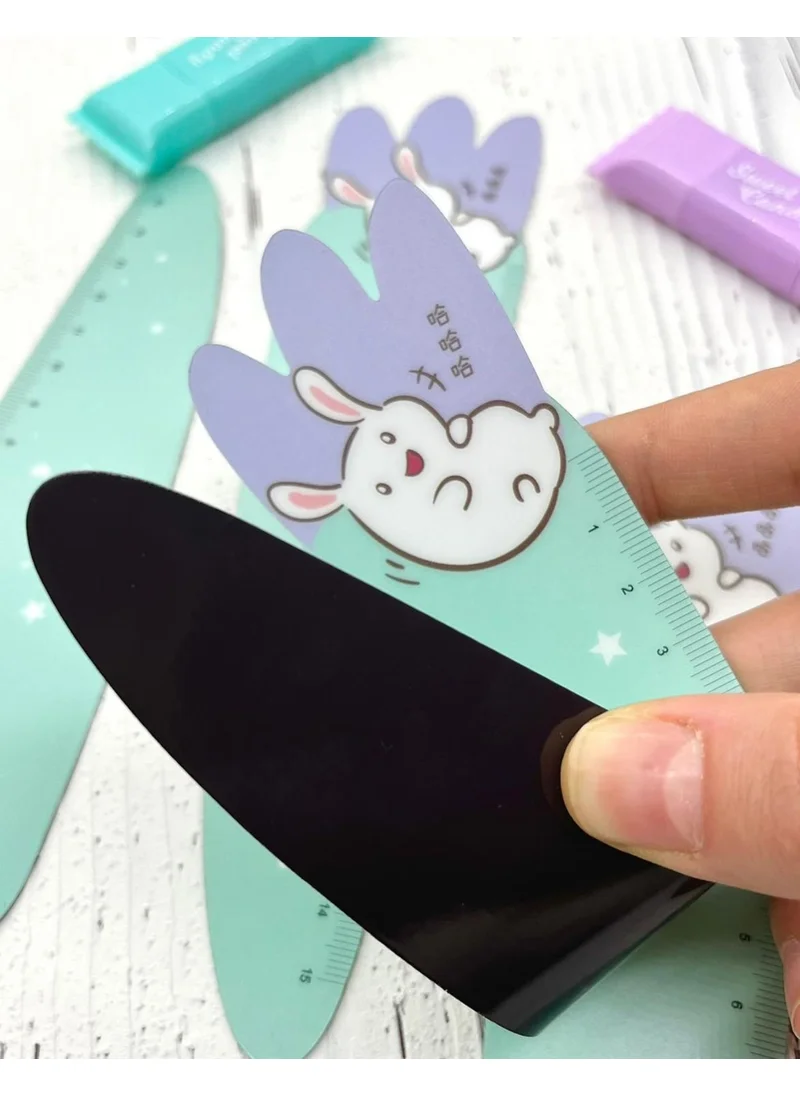 Kağıt Gemi Dükkan Magnetic Cute Rabbit Turquoise Ruler