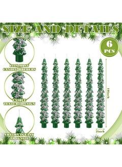 Mtlee MTLEE 6 Pcs Christmas Tree Shaped Taper Candles Unscented Tree Candle Decorative Christmas Tree Candles Gift for Christmas Kwanzaa Festival Celebration Decor (10 Inch,Snow)  - Image 3