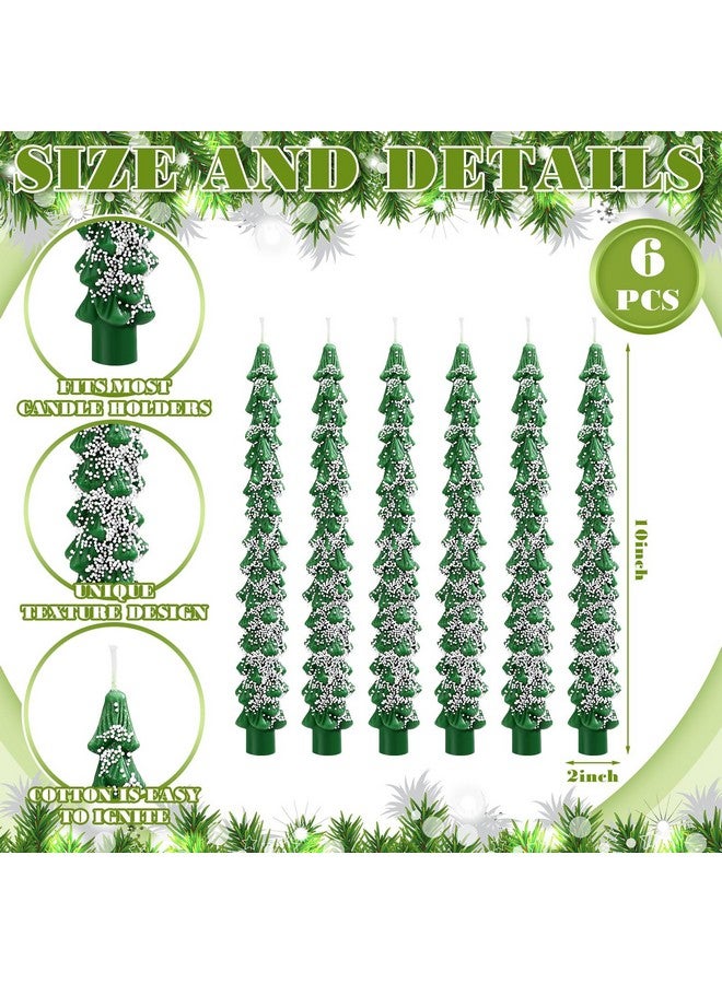 MTLEE 6 Pcs Christmas Tree Shaped Taper Candles Unscented Tree Candle Decorative Christmas Tree Candles Gift for Christmas Kwanzaa Festival Celebration Decor (10 Inch,Snow) - Image 3