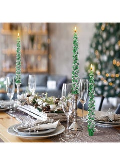 Mtlee MTLEE 6 Pcs Christmas Tree Shaped Taper Candles Unscented Tree Candle Decorative Christmas Tree Candles Gift for Christmas Kwanzaa Festival Celebration Decor (10 Inch,Snow)  - Image 5