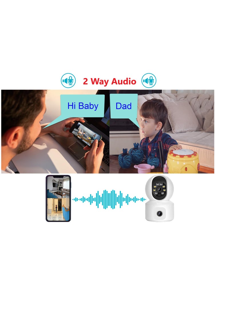 KASTWAVE - Indoor Camera, Dual Lens 2K 3MP Pet Camera, Home Security Camera, Baby Monitor, Dog Camera, blink indoor camera, Motion Detection, 2 Way Audio, Colour Night Vision, PTZ 360°, 2.4ghz - Image 1