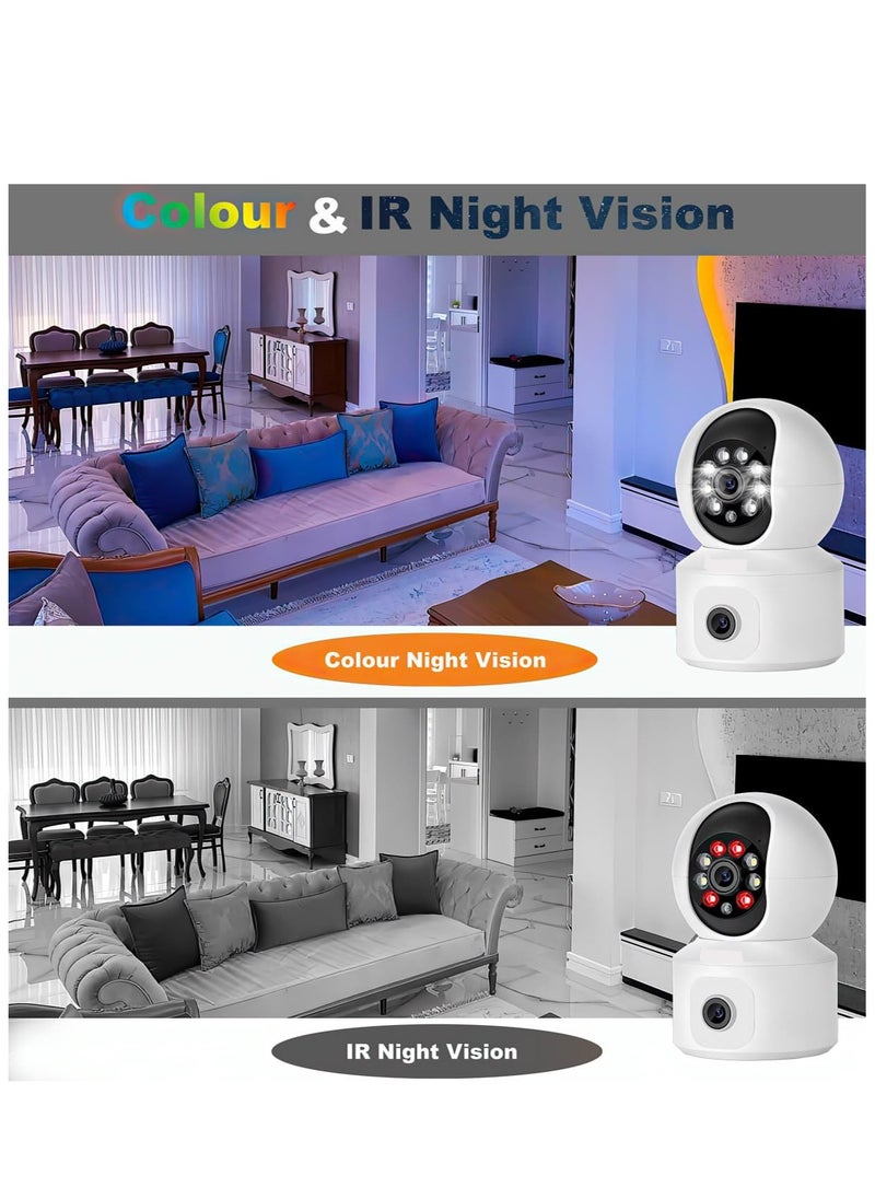 KASTWAVE - Indoor Camera, Dual Lens 2K 3MP Pet Camera, Home Security Camera, Baby Monitor, Dog Camera, blink indoor camera, Motion Detection, 2 Way Audio, Colour Night Vision, PTZ 360°, 2.4ghz - Image 1