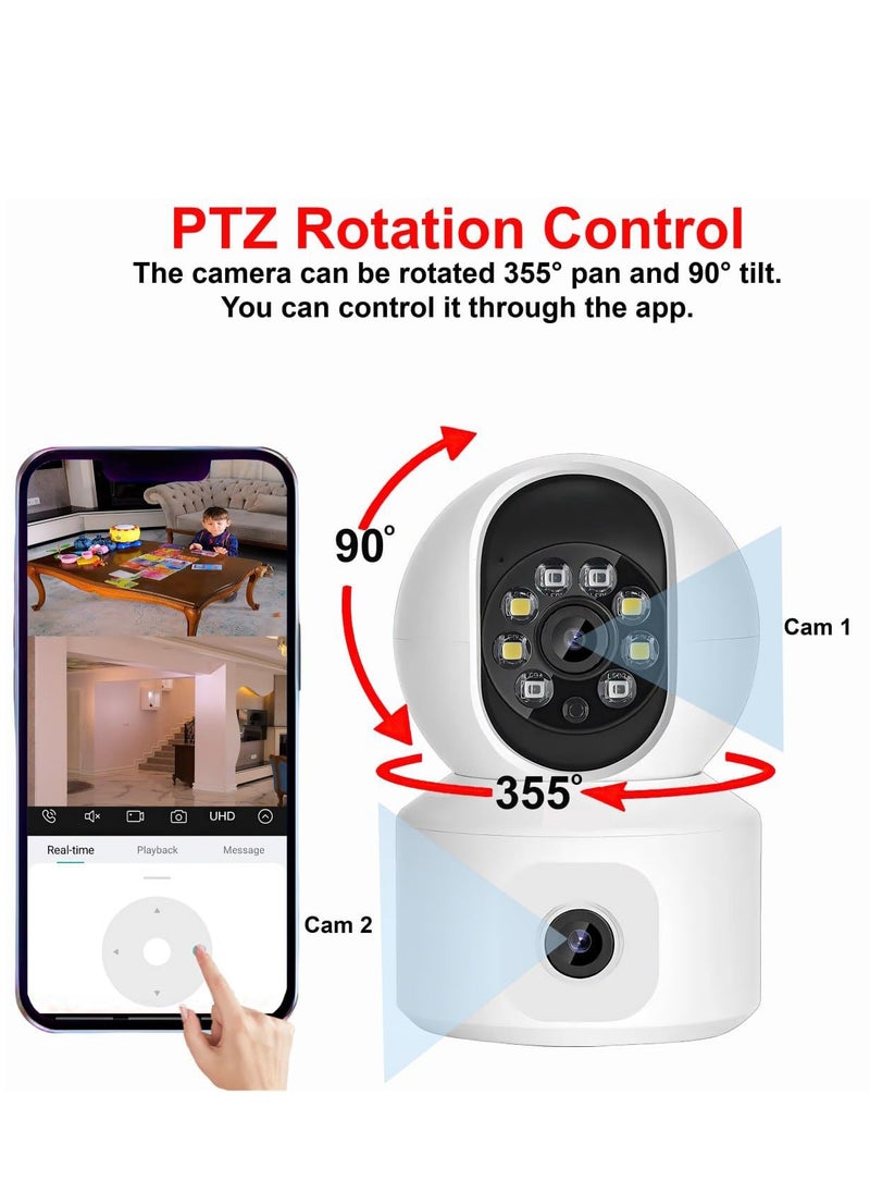 KASTWAVE - Indoor Camera, Dual Lens 2K 3MP Pet Camera, Home Security Camera, Baby Monitor, Dog Camera, blink indoor camera, Motion Detection, 2 Way Audio, Colour Night Vision, PTZ 360°, 2.4ghz - Image 1