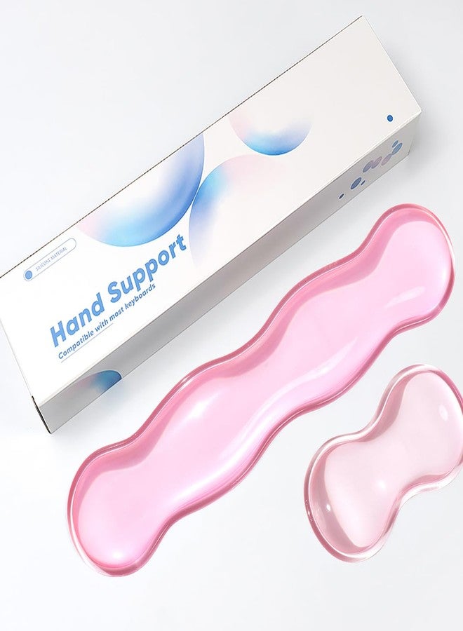 Sumgsn Ergonomic Silicone Gel Keyboard and Mouse Wrist Rest Set - Clear Wrist Rest for Keyboard 60%/68%/75%, Comfort & Support for Typing and Gaming (Light Pink) - Image 1