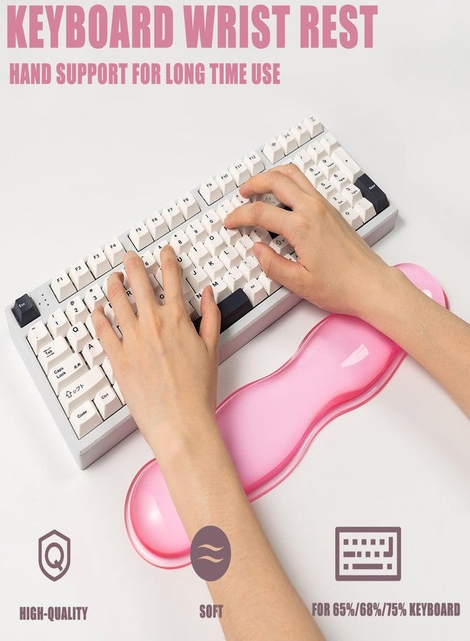 Sumgsn Ergonomic Silicone Gel Keyboard and Mouse Wrist Rest Set - Clear Wrist Rest for Keyboard 60%/68%/75%, Comfort & Support for Typing and Gaming (Light Pink) - Image 3