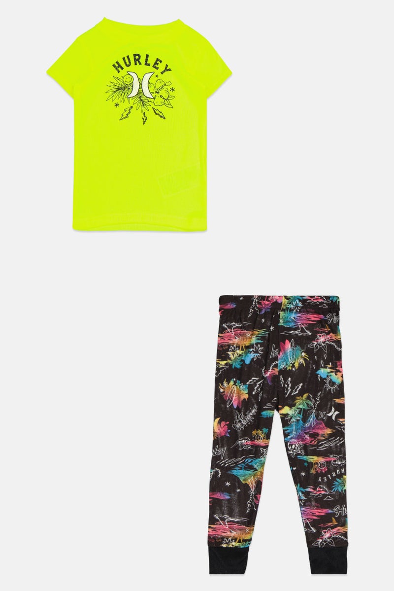 Hurley Toddlers Boy 2 Piece Graphic Top And Bottom Set, Yellow  - Image 1