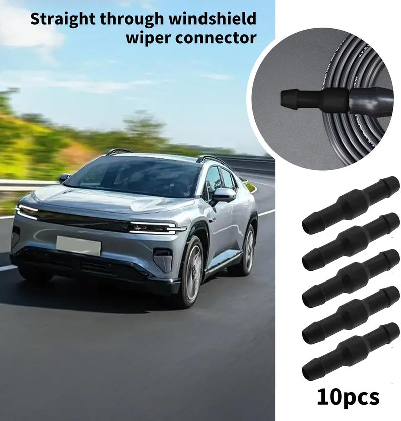 SHYSBV 10-Pack Windshield Washer Hose Connector Black Straight Through Pipe Connectors | Universal Windscreen Washer Hose Joints for Cars, Vans & Trucks | Leak-Proof Automotive Water Tube Couplers - Image 3