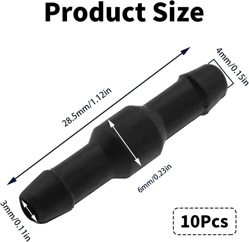 SHYSBV 10-Pack Windshield Washer Hose Connector Black Straight Through Pipe Connectors | Universal Windscreen Washer Hose Joints for Cars, Vans & Trucks | Leak-Proof Automotive Water Tube Couplers - Image 2