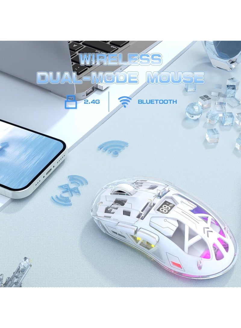 general Wireless Gaming Mouse, RGB Backlit USB Gaming Mouse and 7 Button Programmable Driver, Dual Mode 2.4G/Bluetooth Transparent, Rechargeable 400mAh Battery, 4000 DPI Level 5, Visible Battery Levels - Image 3