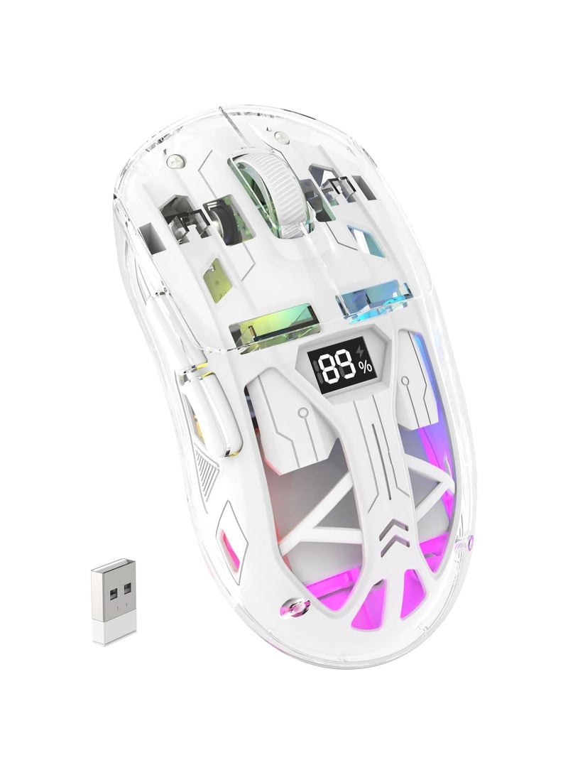 general Wireless Gaming Mouse, RGB Backlit USB Gaming Mouse and 7 Button Programmable Driver, Dual Mode 2.4G/Bluetooth Transparent, Rechargeable 400mAh Battery, 4000 DPI Level 5, Visible Battery Levels - Image 1