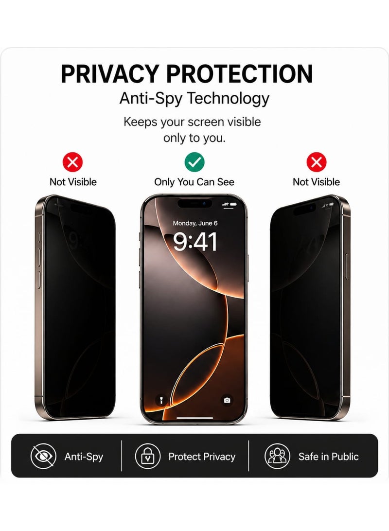 GENZEE iPhone 17 Pro Max Privacy Tempered Glass Screen Protector with Easy Install Box, Anti-Spy HD Ultra Strong Glass, Bubble-Free Auto Alignment, Anti-Fingerprint, Case Friendly, 9H Protection – Magic Glass Box - Image 2