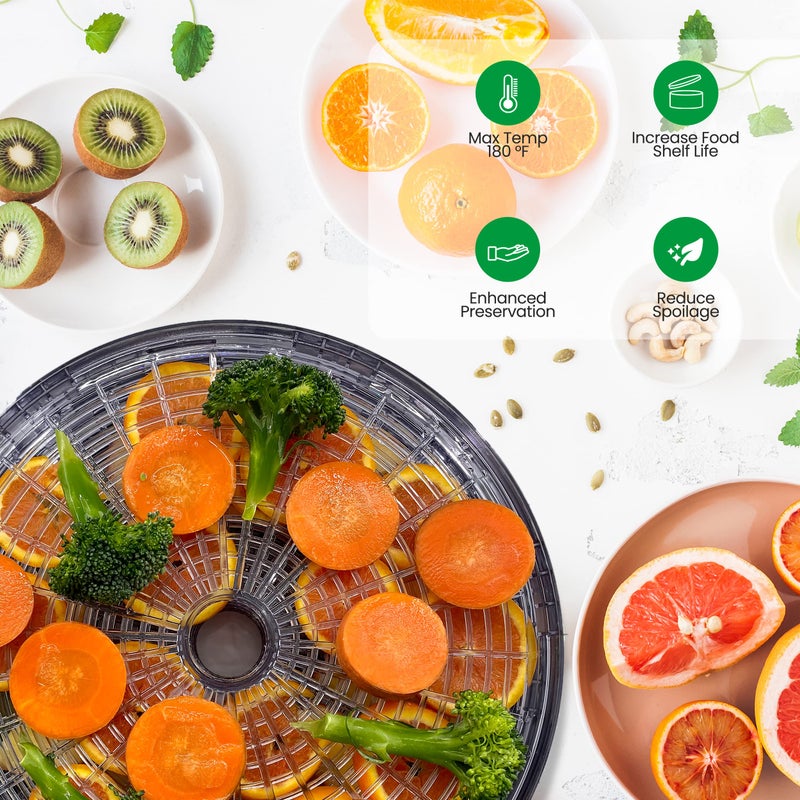 NutriChef آلة تجفيف الطعام من نوتري شيف | تجفيف لحم الجيركي، اللحوم، الفطر، الفواكه والخضروات | رائعة للاستخدام المنزلي | تستخدم دوران الهواء الساخن للتجفيف المتساوي | 5 صواني سهلة التنظيف. - Image 4