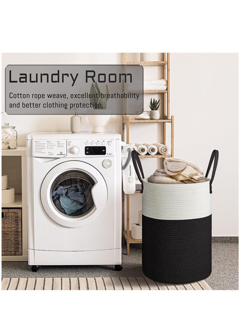 Arabest 58L Large Woven Laundry Hamper, Tall Cotton Rope Storage Basket, Jute Baby Nursery Hamper for Blankets, Toys and Clothes in Bedroom and Living Room Organizing - Image 5