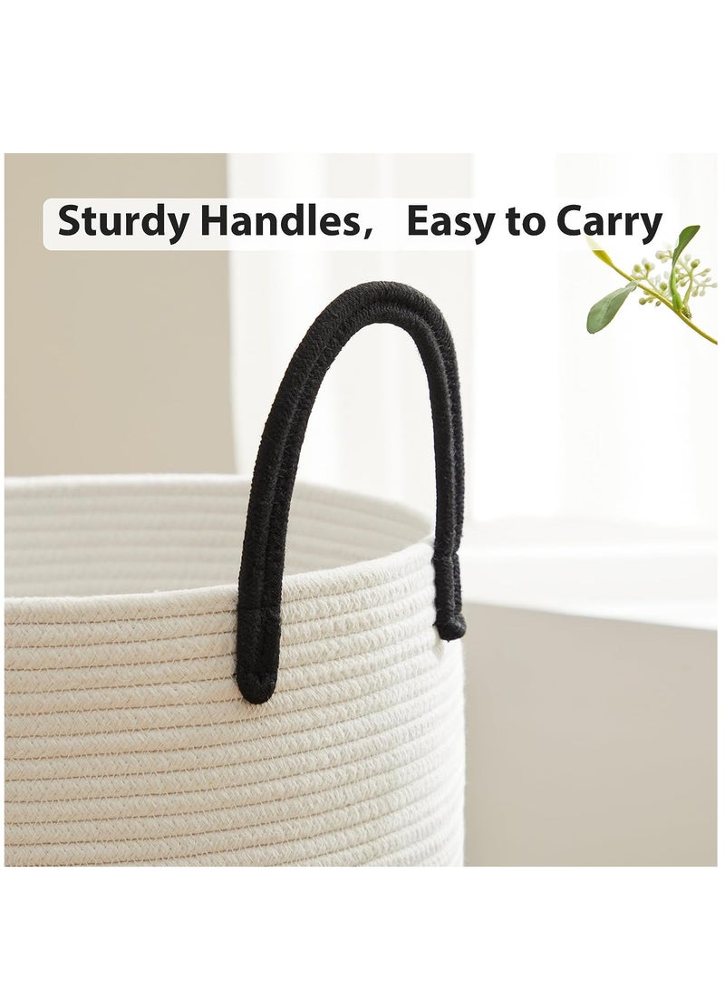 Arabest 58L Large Woven Laundry Hamper, Tall Cotton Rope Storage Basket, Jute Baby Nursery Hamper for Blankets, Toys and Clothes in Bedroom and Living Room Organizing - Image 3