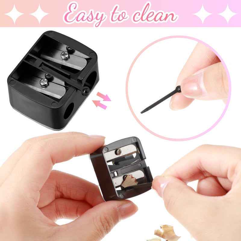 TaoBary 15 Pcs Eyeliner Sharpener Dual Makeup Sharpeners Cosmetic Tools Compact Makeup Sharpening Device for Eyeliner Lip Liner Pencils, Black - Image 5