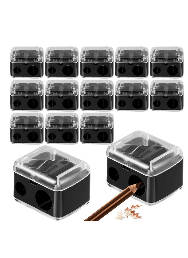 TaoBary 15 Pcs Eyeliner Sharpener Dual Makeup Sharpeners Cosmetic Pencil Sharpener Compact Makeup Pencil Sharpeners for Eyeliner Lip Liner Pencils, Black  - Image 1